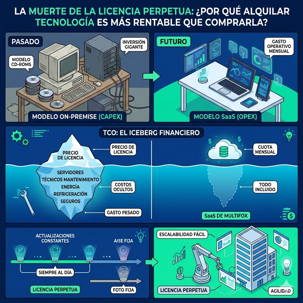 LA MUERTE DE LA LICENCIA PERPETUA: ¿POR QUÉ ALQUILAR TECNOLOGÍA ES MÁS RENTABLE QUE COMPRARLA?